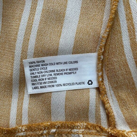 Xhilaration Striped Wrap Short Sleeve Ruffle Mini Dress -Mustard & White Size L - Picture 8 of 8